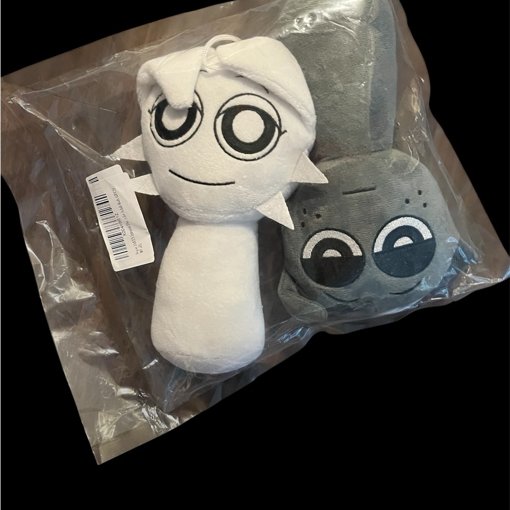White and Gray Plush Toy Set